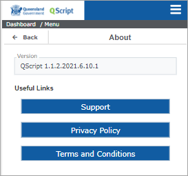 the about window for QScript